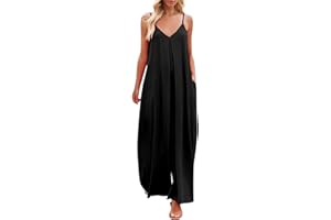 MJGKHIY Tuta Salopette Donna Estiva Ragazza Pagliaccetto Moda Pantaloni Bavaglino Jumpsuit Hippie Cinturino Eleganti Cotone Lino Pagliaccetti Sling Senza Maniche Pantaloni Sciolto Pagliaccetti Overall