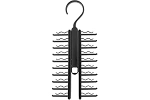AMUSINGTAO Tie Rack Anti-Slip Tie Hanger 360° Rotating Tie Holders Organizer Belt Hanging Groove for Wardrobe Organization (COLOUR:Black)
