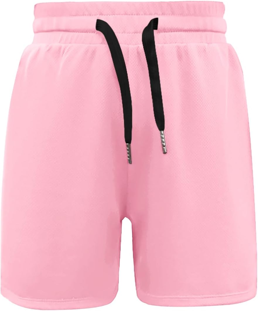 Haloumoning Pantalones cortos de verano para niño, pantalones cortos de deporte para niños, monocolor, secado rápido, ligeros, abertura lateral, pantalones de baloncesto con cintura elástica