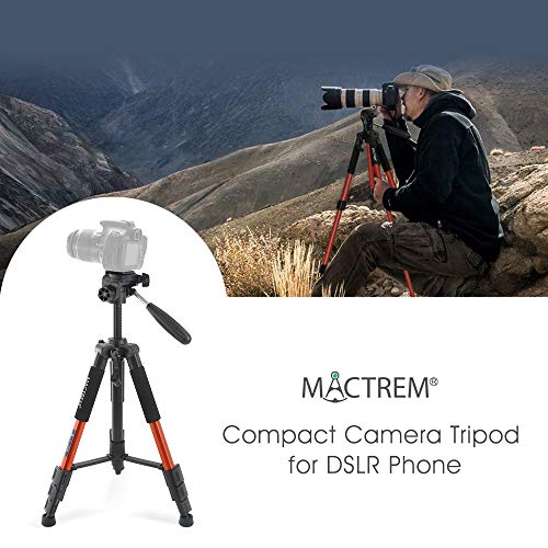 Trípode Cámara Reflex Mactrem Trípode Completo Flexible PT55 con Rótula para Canon Sony Nikon DV iPad Movil iPhone -Trípode para Viajes (Naranja)