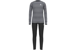 Odlo Unisex zestaw dla dzieci Active Warm Eco Baselay-Set, Black - Grey Melange, 152