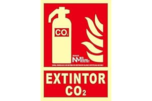 NORMALUZ NM RD00106 - Señal Luminiscente Extintor Co2 Clase B PVC 0,7mm 21x30cm con CTE, RIPCI y Apto para la Nueva Legislación