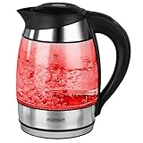 【Leistung】Der leistungsstarke Wasserkocher der Marke monzana mit moderner Technik und schlichtem Design überzeugt mit max. 2200 Watt Leistung. Der Sicherheitsdeckel lässt sich zum Befüllen einfach per Knopfdruck öffnen.