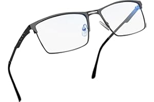 Joopin Gafas Anti Luz Azul Hombre Mujer Rectangulares Lentes Filtro Azul para Gaming Pantallas Ordenador Antifatiga y Antireflejantes Marco de Metal