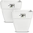 Gardebruk® 2x Vibia Campana Square Flower Pots | Sustainable Recycled Plastic | Planter Box Plant Pot | Frostproof | Suitable for Indoor or Outdoor Use | 29x30cm | White