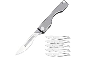 BEEK Mini Coltello Pieghevole, Manico In Titanio Bisturi, Coltello Portachiavi, 10 Lame Intercambiabili Figura 24, Mini Coltello Tascabile Edc Per Esterno, Campeggio