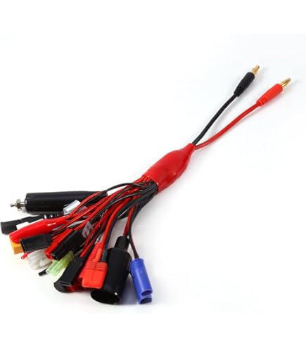Pardarsey RC Akku Ladegerät Steckverbinder Splitter Kabel, 8 in 1 Octopus Convert Wire to 4.0mm Banane Plug für TRX, Tamiya, EC3, JST, Futaba, XT60, T Dean