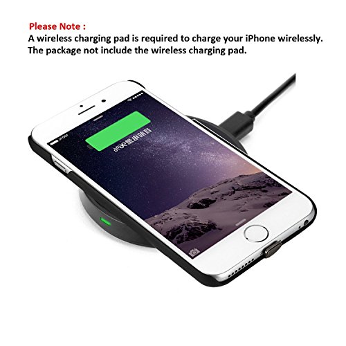 Antye Qi Wireless Charger Charging Receiver Case Back Cover [No Built-in Battery] with Flexible Lightning Connector for iPhone 6/ 6S