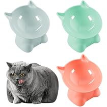 Erhöhter Katzennapf Set, 15° Geneigt, 13,5 Cm Durchmesser – 2 Stück, Grün, Kunststoff, Anti-Erbrechen