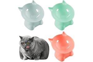 Newofview Katzennapf 3 Stück Futternapf Katze,Katzennapf Erhöht Fressnapf Katze mit 15° Neigung Design, Anti Erbrechen Fressnapf Katze Wasser Fütterung Schüssel für Katzen