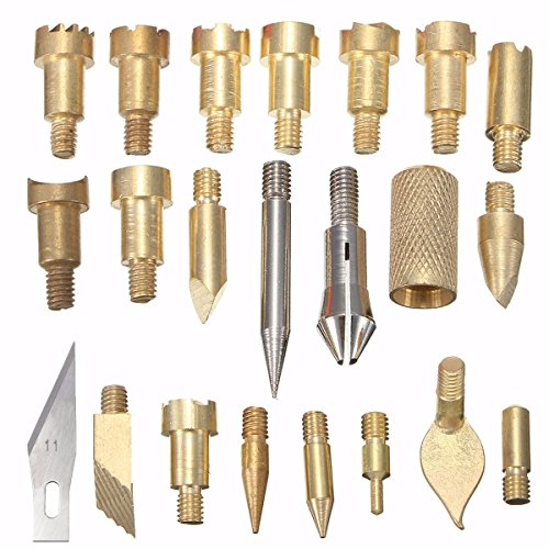 23PCS Brandmalerei Lötkolben Set, GOCHANGE Brandmalkolben Profesional Burning Pen mit 21 Tipps, 30W 220-240V, Brandmalgerät Holz brennen Pen Set für Holz Leder Gravieren Skulptur - 3
