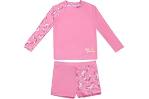 weVSwe Maillot De Bain Rash Guard pour Filles avec Poignets À Ourlet Rare Maillot De Bain UPF 50+ Protection