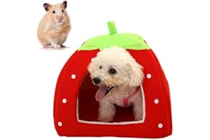 Hileyu Meerschweinchen Bett meerschweinchen höhle Strawberry Indoor Meerschweinchenkäfig für Hamster Chinchilla Frettchen Igel Kaninchen Rennmaus Winternest Hamsterkäfig Zubehör Red