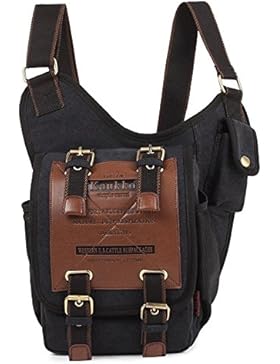 Tofern Herren Jungen Vintage Segeltuch-Schulter Military Messenger Bag Wander Taschen - Khaki & schwarz