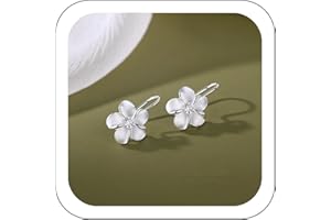JMWEDIA deals of the day clearance prime sale Flower Stud Earrings 925 Sterling Silver Plumeria Earrings for Women Hypoallergenic Cubic Zircon Cute Flower Stud Earrings Jewelry Gifts for Birthday Christmas