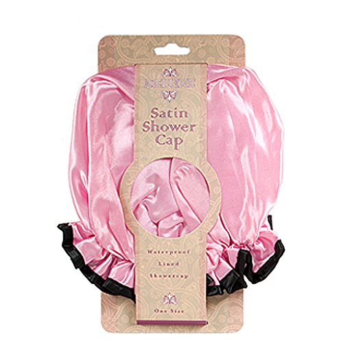 PINK LADIES SHOWER CAP SILK SATIN WOMENS WATERPROOF ELASTICATED BATH HAT SALON HAIR