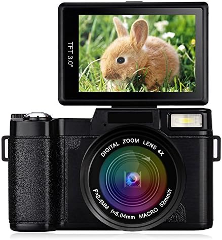 Video Camcorder with Night Vision Retractable Flash Light, Digital Video Camera Full HD 1080P 24MP Video Recorder with Flip Screen 3.0" TFT Screen, Sencam