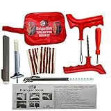 Kit de reparación de pinchazos para neumáticos sin cámara, con llave de válvula y manómetro de profundidad y presión, de la marca Tyre Doctor®.