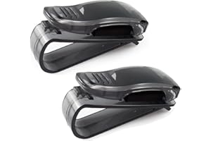 GGUFAY Support de porte lunettes pour voiture, Support Lunettes pour Voiture Pare-soleil Accessoires, Pince à Lunette Auto, Pince pour Tickets et Cartes, 2 Pièces (Noir)