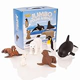 Incluye un zorro ártico, un pingüino, un oso polar, una foca, una morsa y una ballena asesina. La figura más grande es la ballena asesina de 18 cm x 9 cm aprox.
