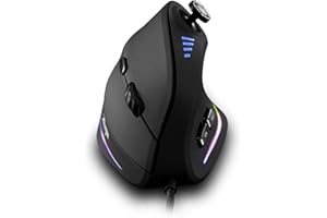 zelotes Mouse Gaming Verticale con Joystick,10000 DPI,11 Pulsanti Programmabili, Design Ergonomico,RGB,Mouse Ottico con Filo USB per PC,Laptop,Mac,Nero