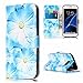 Produktbild Lonchee Schutzhülle / Cover / Handyhülle / Ledertasche / Brieftasche Etui für Samsung Galaxy S7 edge Marmormuster Gemalte Muster Design Folio PU Leder Tasche Case Hülle im BookStyle mit PU Leder Hülle Wallet Case – Orchidee