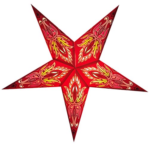 Weihnachtsstern / Papierstern Lampenschirme mit funkelnden dekorativen Designs in Handarbeit RIGEL - Rot