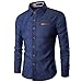 Produktbild Elecenty Herren Hemd Jeanshemd Langarmhemd Hemden T-shirt Cowboy-Shirt Knöpfe Beiläufig Langarmshirt Slim Fit Bluse Männer Tops Mode Blusen Pulli Sommerhemd (M, Marine)