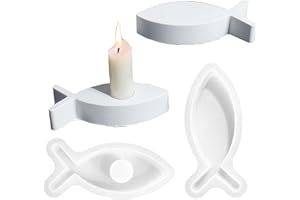 ‎TREABEAR 2PCS Silikonformen Gießformen Fische TREABEAR, Silikonform Kerzenhalter Fisch, Gießformen Silikon Kommunion Deko, Silikonform Tiere, Silikonformen Gießformen Ostern