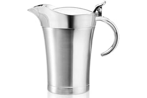 BETTERLE Premium Edelstahl Thermo Sauciere, Doppelt Isoliert Eleganter Silberner Thermo Sauciere Soßenkanne Perfekt für Abendessen Partys (750ml)