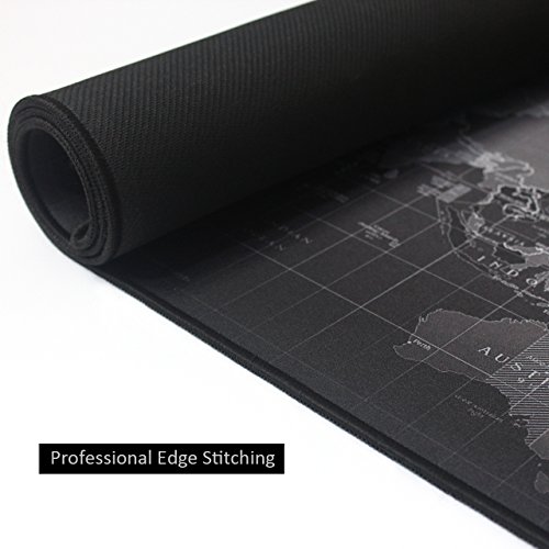 Benvo Gaming Mouse XXL Alfombrilla para rat  n de oficina Alfombrilla de rat  n grande  900 x 400 x 3 mm  deslizamiento   ptimo  fondo antideslizante de goma  borde cosido  Alfombrilla de rat  n con motivo de mapa mundial para oficina y juego de teclado y rat  n