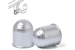 Moollyfox 2 Tappi per Gancio di Traino 50 mm, in Plastica, Universale per Rimorchio, Camper, Auto, Camion, Argento