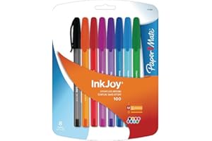 Paper Mate Inkjoy 100 CAP Capped Ball Pen Medium Tip 1.0mm - Assorted Colours (Pack of 8)
