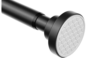 Zipglo Shower Curtain Pole 70-130cm Extendable Curtain Poles，Shower Poles Extendable No Drill Shower Rail Extendable Tension Rods for Net Curtains， Bathroom, Kitchen (Black, 1pcs)