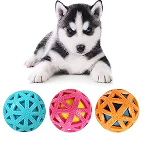 PSK PET MART Rubber Squeaky Ball, Interactive Dog Toy for Small and Medium Dogs, Multicolor.