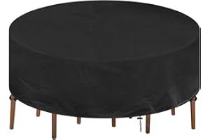 INMUA Housse Table de Jardin Ronde Housse Protection Table Jardin Imperméable Anti-UV 420D Oxford Tissu Extérieure Bâche pour Meubles Jardin (Ø190x80cm)