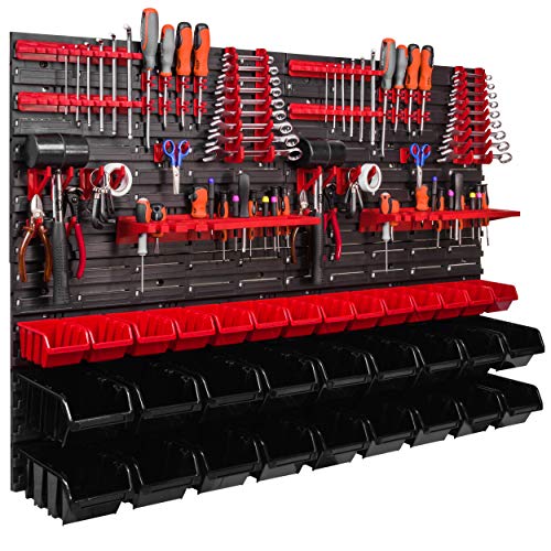 Étagère murale porte-outils 1152 x 780 mm, 32 pièces Étagère de rangement modulable pour outils avec boites de rangement.