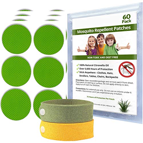 Parches antimosquitos - Pegatinas Repelente de mosquitos | Cada uno de los parches repelentes de mosquitos está diseñado para ofrecer protección durante 24 horas + 2 Pulsera Repelente de Mosquitos