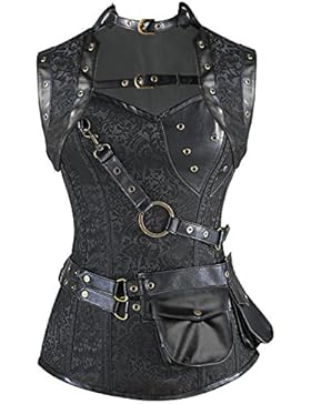 Burvogue Donna Gotico Retro 12Acciaio Ossa Steampunk corsetto Top