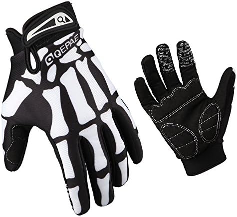 GZDL Men MTB Riding Mountain Bike Cycling Dirt Biking Glove Multicolor Outdoor Bicycle Full Finger Gloves (Black&amp;White,XL)