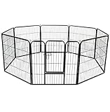 Welpenauslauf Absperrgitter Welpenzaun Freigehege Laufgitter Hunde Welpen 8 Elemente Metall 81x77cm, HT2031m2 - 3