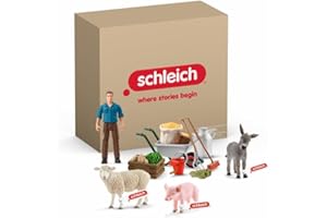 Schleich Farm World | Set de Animales “Alimentación” 72287 con Burro, Oveja, Cerdo y Granjero Paul | Juguete de Granja para niños a Partir de 3 años | Set de 15 Piezas con Accesorios | Solo en Amazon