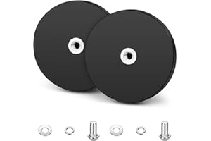 Forbabe 2 Stück Gummierte Magnete 88mm mit M8 Flacher Faden Magnet Gummiert 45kg Haftkraft für Fahrzeuge (88mm)