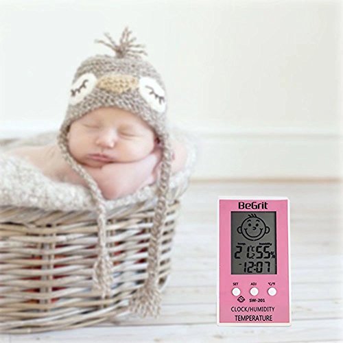 BeGrit Innen Hygrometer Thermometer für Baby-Raum-Temperatur Feuchtigkeit Feuchte Überwachung, digital einfach Sofort mit Lächeln / Unhappy Emotion Icon lesen - 4