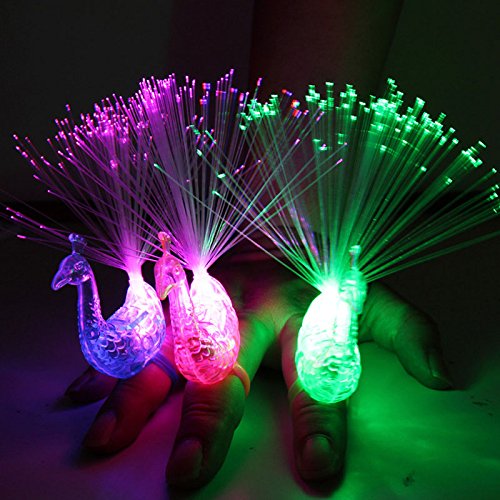 Hrph 10pcs Peacock Finger-Nachtlichter Farbe LED-Lampe für Kinder Optical Fiber-Finger-Licht Educational Kunststoff-Finger-Spielzeug - 3