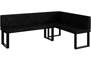 ‎MEBLINI MEBLINI Eckbank für Esszimmer - Küchenbank - Essecke - Sitzecke Küche - ERIC - U-Beine 142x196x87cm Rechts - Graphit Samt