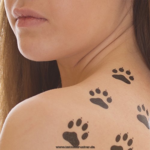 Little Paws Tatttoos - Black Animal Paws temporary tattoos (5 x Paw Tattoo)