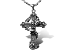 bahamut Mens Dragon Sword Cross Pendant Necklace for Men Stainless Steel Gothic Vintage Cool jewellery with Chain