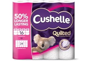 Cushelle Quilted 50% Longer Lasting Toilet Tissue 16 Equals 24 Regular Rolls