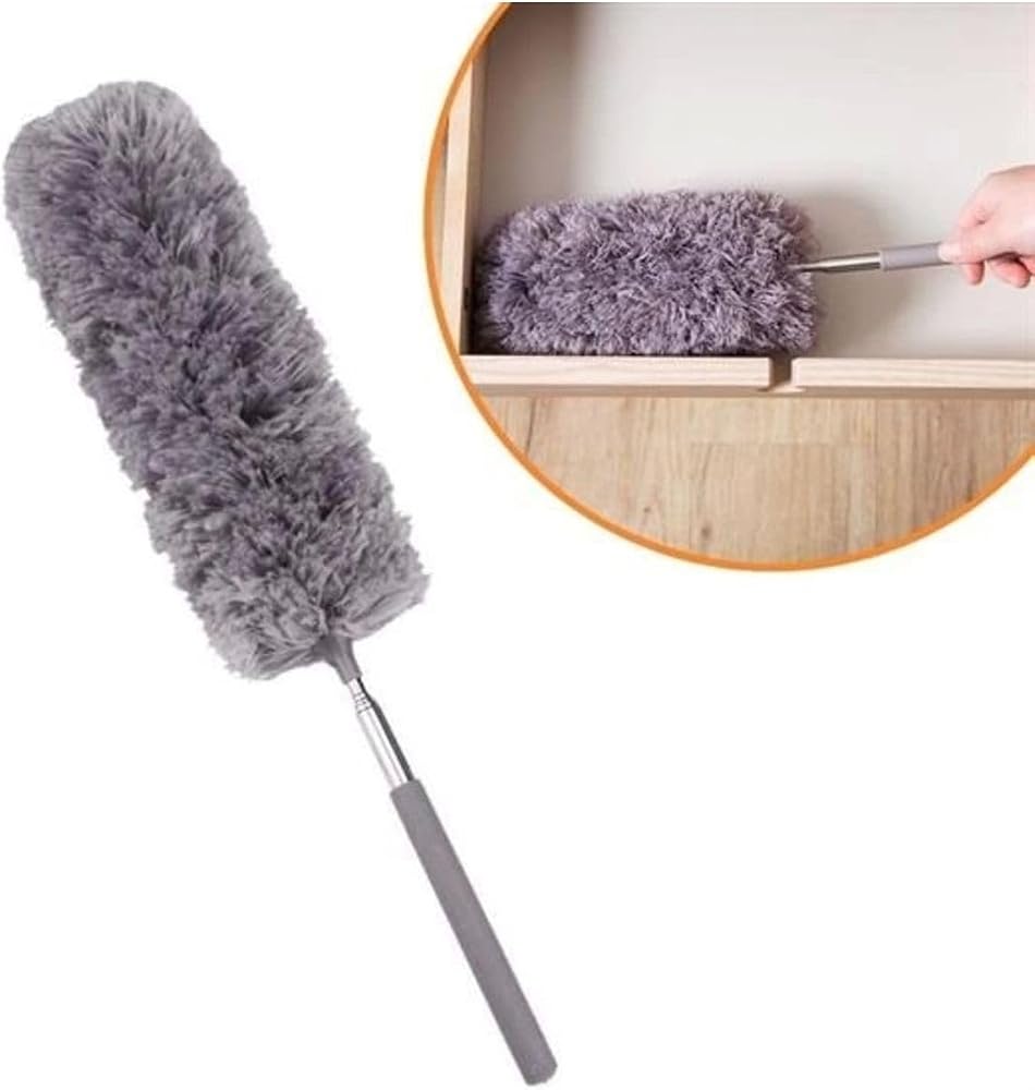 Epilons 140 Cm Teleskopik Uzatılabilir Mikrofiber Yumuşak Başlıklı Gri Toz Alma Fırçası Toz Püskülü